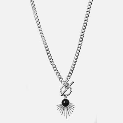 Colliers - Collier Acier Inoxydable Grande Perle et Chaines 45 Cm - 16870