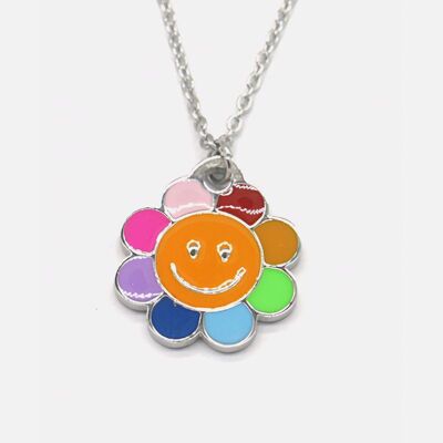 Colliers - Collier Acier Inoxydable Fleur Colorée Souriante 35-41 cm pour enfants - 17599