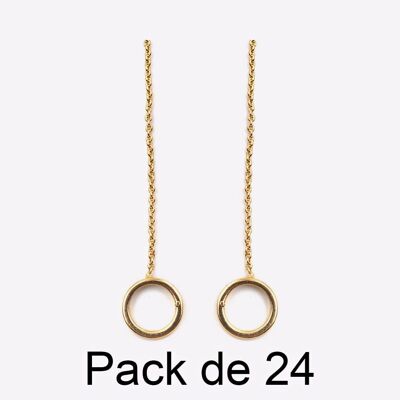 Colliers - Pack De 24 Boucles D Oreilles en Acier Inoxydable Chaine Longue Et Cercle - 17673