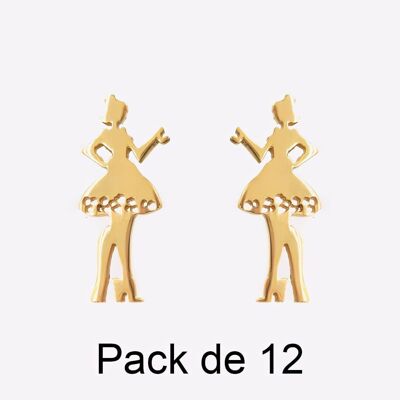 Colliers - Pack De 12 Boucles D Oreilles en Acier Inoxydable Danceuse Doré - 17674