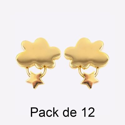 Colliers - Pack De 12 Boucles D Oreilles en Acier Inoxydable Nuage Et Etoile - 17677