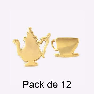 Colliers - Pack De 12 Boucles D Oreilles en Acier Inoxydable Service À Thé Doré - 17679