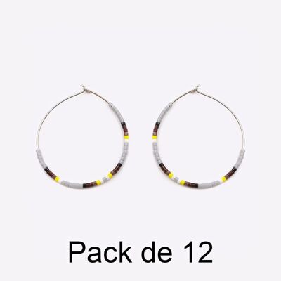 Colliers - Pack De 12 Boucles D Oreilles en Acier Inoxydable Cercle Multiple Perles - 17680