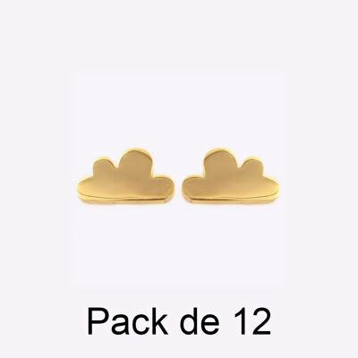 Colliers - Pack De 12 Boucles D Oreilles en Acier Inoxydable Nuage Doré - 17704