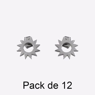 Colliers - Pack De 12 Boucles D Oreilles en Acier Inoxydable Soleil Argenté - 17705