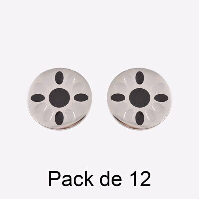 Colliers - Pack De 12 Boucles D Oreilles en Acier Inoxydable Cercle Ovale Noir - 17715