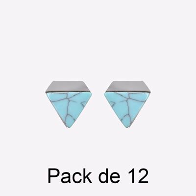 Colliers - Pack De 12 Boucles D Oreilles en Acier Inoxydable Triangle Turquoise - 17719