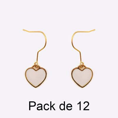 Colliers - Pack De 12 Boucles D Oreilles en Acier Inoxydable Coeur Blanc - 17724