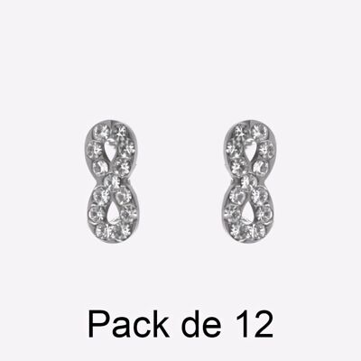 Colliers - Pack De 12 Boucles D Oreilles en Acier Inoxydable Infini Strass - 17730