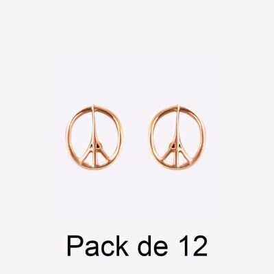 Colliers - Pack De 12 Boucles D Oreilles en Acier Inoxydable Peace And Love Cuivré - 17755