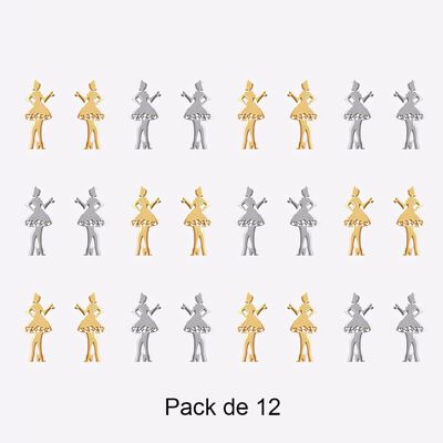 Colliers - Pack De 12 Boucles D Oreilles en Acier Inoxydable Danceuse Couleur Mélangés - 17773