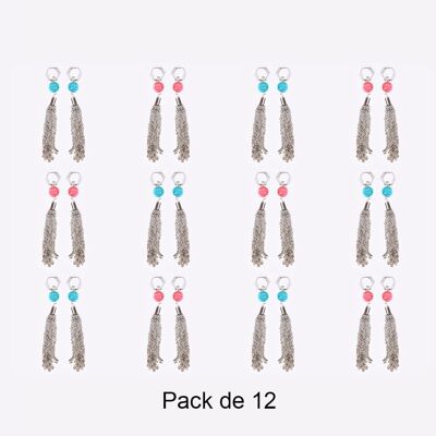 Colliers - Pack De 12 Boucles D Oreilles en Acier Inoxydable Perle Et Plume Couleur Mélangés - 17792