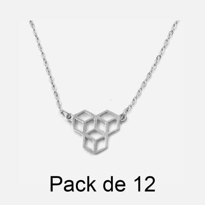 Colliers - Pack De 12 Colliers en Acier Inoxydable Triple Cube - 17835
