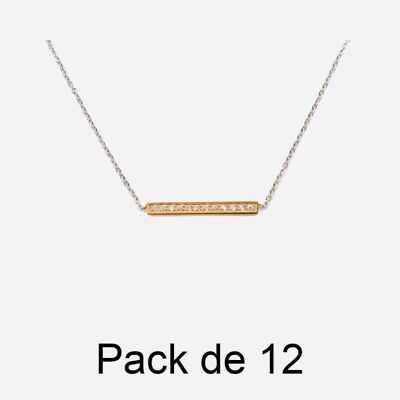 Colliers - Pack De 12 Colliers en Acier Inoxydable Barette Strass - 17839