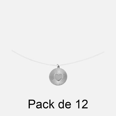 Colliers - Pack De 12 Colliers en Acier Inoxydable Médaillon Coeur - 17846