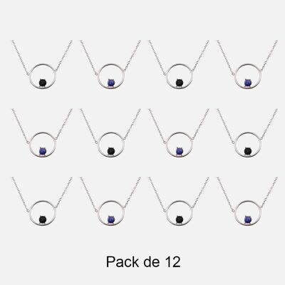 Colliers - Pack De 12 Colliers en Acier Inoxydable Cercle Perles Couleurs Mélangés - 17862
