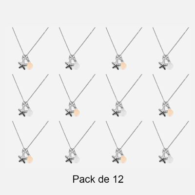 Colliers - Pack De 12 Colliers en Acier Inoxydable Strass Etoile De Mer Couleurs Mélangés - 17863