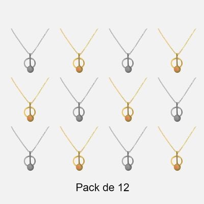 Colliers - Pack De 12 Colliers en Acier Inoxydable Cercle Clef Couleurs Mélangés - 17866