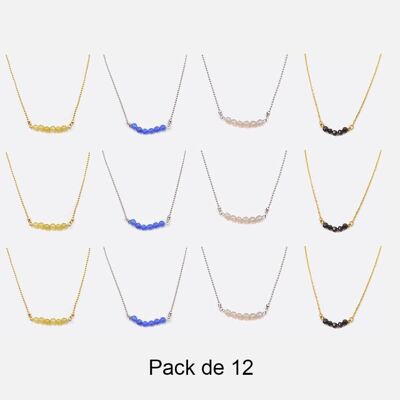 Colliers - Pack De 12 Colliers en Acier Inoxydable 6 Perles Couleurs Mélangés - 17870