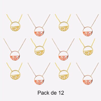 Colliers - Pack De 12 Colliers en Acier Inoxydable Cercle Facettes Couleurs Mélangés - 17873