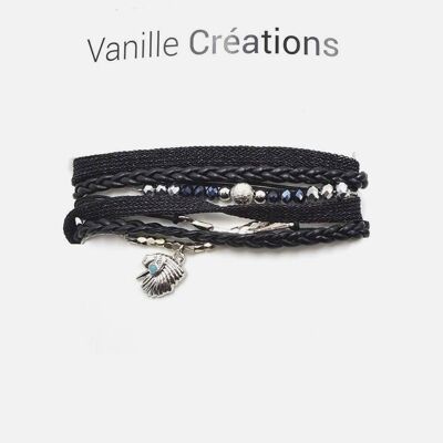 Bracelets - Bracelet Multirangs Perles Tresse Tête Indienne - 3136