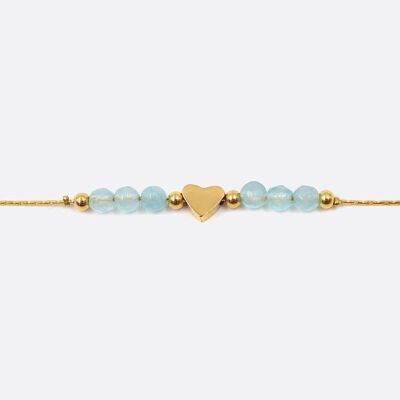 Bracelets - Bracelet Acier Inoxydable Perles De Verre Et Coeur - 3229