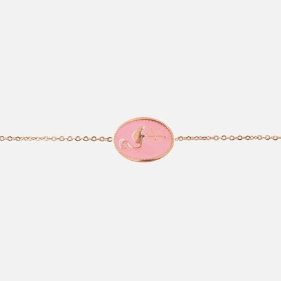Bracelets - Bracelet Acier Inoxydable Médaillon Flamant Rose - 3498