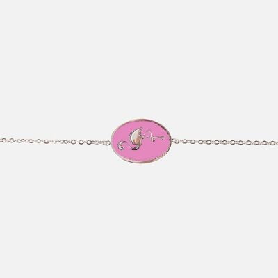 Bracelets - Bracelet Acier Inoxydable Médaillon Flamant Rose - 8046