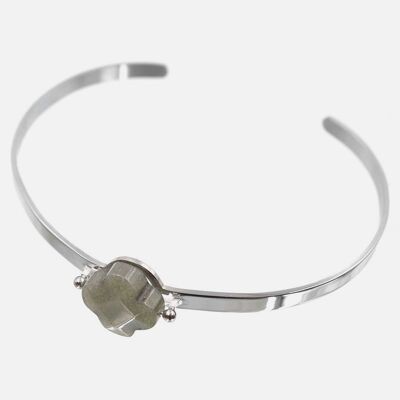 Bracelets - Bracelet Jonc Acier Inoxydable Pierre Naturelle Trèfle - 8732