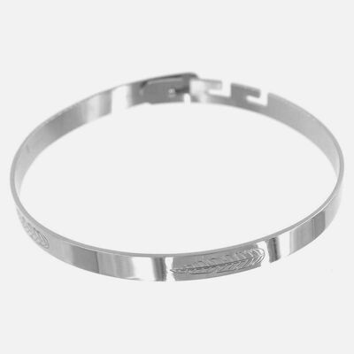 Bracelets - Bracelet Jonc Acier Inoxydable Plumes Filigrane - 8717