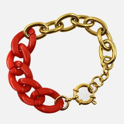 Bracelets - Bracelet Acier Inoxydable Grands Maillons Plastique Dure - 10561