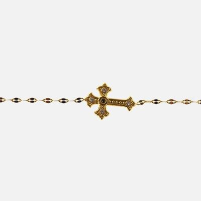 Bracelets - Bracelet Acier Inoxydable Croix Strass - 10904