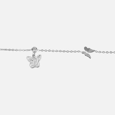Bracelets - Bracelet Acier Inoxydable avec Papillon Strass et Papillon Simple - 14259