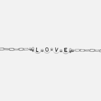 Bracelets - Bracelet Acier Inoxydable Ecriture LOVE Carré Blanc - 14275
