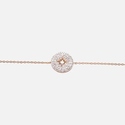 Bracelets - Bracelet Acier Inoxydable Médaillon Cercle Strass avec Etoile Centrale - 14294
