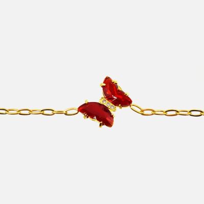 Bracelets - Bracelet Acier Inoxydable Papillon Pierre avec Strass - 15516