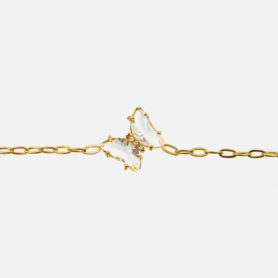 Bracelets - Bracelet Acier Inoxydable Papillon Pierre avec Strass - 15515