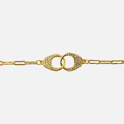 Bracelets - Bracelet Acier Inoxydable Menottes Strass - 15524