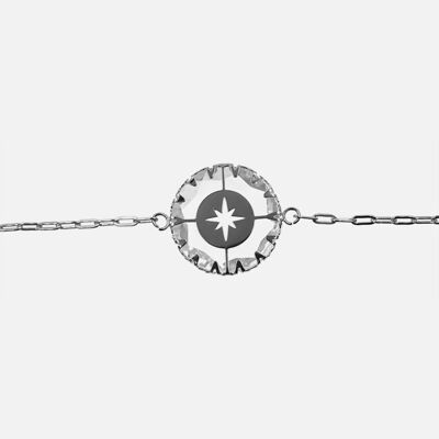 Bracelets - Bracelet Acier Inoxydable Pierre transparente et Étoile Centrale - 15526