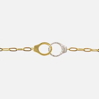 Bracelets - Bracelet Acier Inoxydable Menottes Strass - 15815
