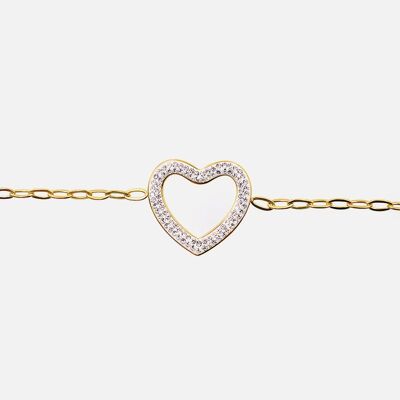 Bracelets - Bracelet Acier Inoxydable Grand Coeur Strass - 15857