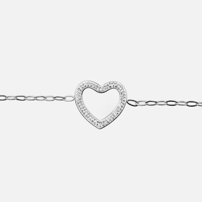 Bracelets - Bracelet Acier Inoxydable Grand Coeur Strass - 17082