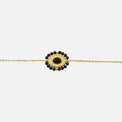 Bracelets - Bracelet Acier Inoxydable Médaillon Ovale et Perles - 16134