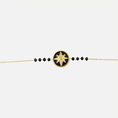 Bracelets - Bracelet Acier Inoxydable Médaillon Etoile et Perles - 16133