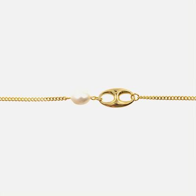 Bracelets - Bracelet Acier Inoxydable Double Cercles et Perle Blanche - 16123