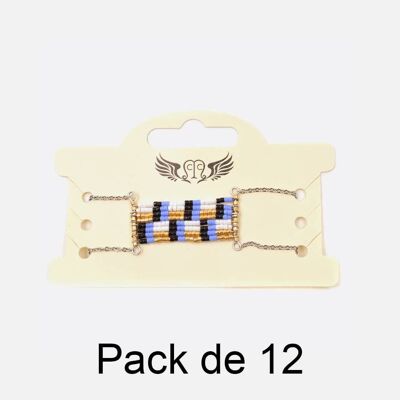 Bracelets - Pack De 12 Bracelets en Acier Inoxydable Rectangle De Perles - 17921