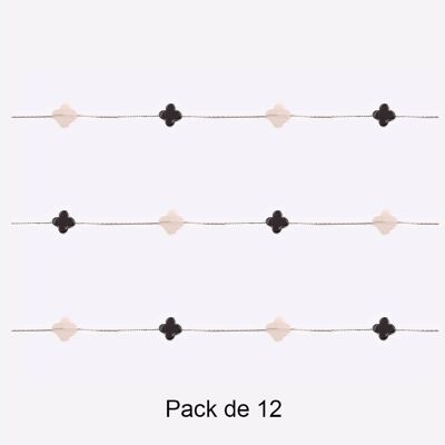Bracelets - Pack De 12 Bracelets en Acier Inoxydable Trèfle Couleurs Mélangés - 17935