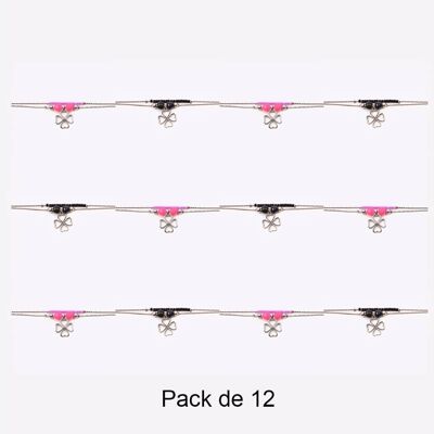 Bracelets - Pack De 12 Bracelets en Acier Inoxydable Trèfles Multiples Perles Couleurs Mélangés A - 17938