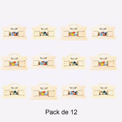 Bracelets - Pack De 12 Bracelets en Acier Inoxydable Rectangle De Perles Couleurs Mélangés B - 17941