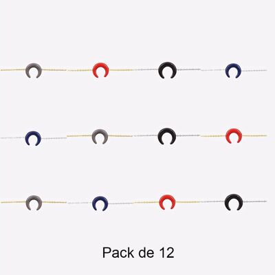 Bracelets - Pack De 12 Bracelets en Acier Inoxydable Croissant Couleurs Mélangés - 17964
